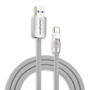 lot 2136 image: chubbycable Chubby 2.0 USB C 120W Fast Charging Cable Silicone Soft Durable USB C Cable Extra Thick Charger Cord Compatible with iPhone 17-15 Series iPad, Gray, USB-A to Type-C, 3.3FT