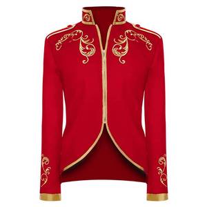 lot 2141 image: Men Prince Charming Costume Palace Prince Gold Embroidered Jacket Court Uniform Cosplay Prince Dress up Renaissance Medieval Royal Prince Outfit Military Blazers Prince Coats Halloween Costume Red M