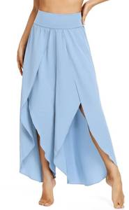 lot 2154 image: IUGA Flowy Pants for Women Wide Leg High Waisted Palazzo Boho Beach Harem Pants for Casual Dance Summer Sky Blue M