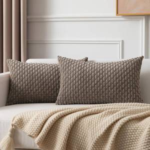 lot 2155 image: Kevin Textile Pack of 2 Light Brown Lumbar Decorative Throw Pillow Covers 12x20 Inch for Living Room Couch Soft Corduroy Rectangle Solid Cushion Case 30x50 cm Rustic Farmhouse Boho Home Decor