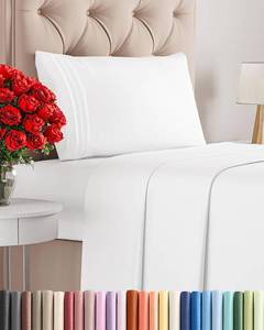 lot 2462 image: Twin Size 3 Piece Sheet Set - Comfy Breathable & Cooling Bed Sheets Set - Hotel Luxury Bedding for Women, Men, Kids, Teens, Boys & Girls - Deep Pockets, Ultra-Soft and Wrinkle Free - Oeko-Tex - White