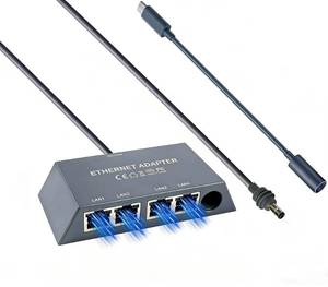 lot 2464 image: ELUTENG Starlink Multi Port Ethernet Adapter 50cm1.6ft for Starlink Gen 3  MINI, 4-Ports Ethernet Dongles RJ45 Interface Wired Extenders with USB C to DC Adapter - 4 Devices Networked Simultaneously