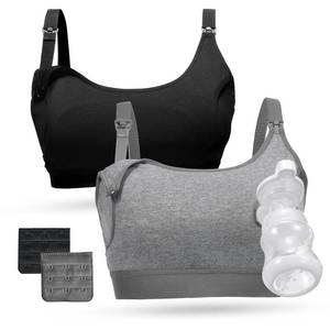 lot 2483 image: Momcozy Hands Free 2 Pack Comfortable All Day Wear Pumping and Nursing Bra in One Holding Breast Pump for Spectra, Lansinoh, Medela