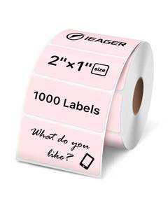 lot 2493 image: iEager 2x1 Inch Thermal Labels, Pink Rectangle Thermal Printer Stickers, Durable Shipping Label Printer Sticker for Barcode, Name, Address, 1000 LabelsRoll