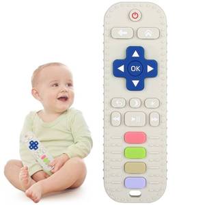 lot 2494 image: Chuya Silicone Baby Teether Toy TV Remote Control Shape Chew Toy for Babies 3 Months, Teething Relief Baby Toys for Infants (White)