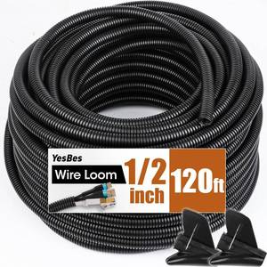 lot 3842 image: 120 FT Wire Loom 12 Inch, Split Wire Loom Tubing Wire Conduit, Wire Protector Tubing �� Black