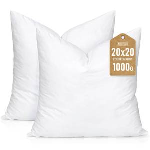 lot 3843 image: Artscope Synthetic Down Pillow Insert, 20x20 Down Alternative Throw Pillow Insert. Ultra Soft Fluffy Sleeping Pillow with 100% Cotton Cover, Decorative Pillows Set of 2-White.