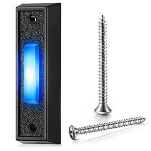 lot 4413 image: Saillong Lighted Doorbell Button, Wall Mounted Garage Door Switch with Bule LED Light Compatible with Most Wire Doorbell Chimes, Transformer, Ringers, Buzzers(Black,1 Pack)
