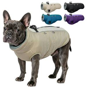 lot 4415 image: IDOMIK Warm Dog Coat with Harness, Waterproof Reflective Dog Jackets for Small Medium Large Dogs, Fleece High Collar Winter Jacket with Zipper, Pet Winter Snowsuit Clothes for Cold Weather,Khaki M