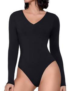 lot 4430 image: Avidlove Body Suit V Neck Black Long Sleeve Bodysuit Women Bodysuit Snatched Body Suits Thong Bodysuits Basic(Black,M)