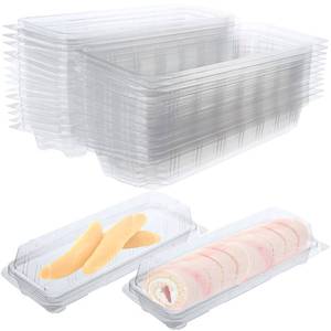 lot 5556 image: 50 Pcs Transparent Cake Swiss Roll Container Food Container for Baking Plastic Containers with Lids 8.66 x 3.35 x 1.97�� Clear Cake Containers Disposable to Go Box for Restaurants Delivery Takeout