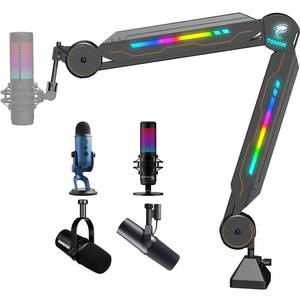 lot 5560 image: RGB Boom Arm, TONOR Adjustable Mic Stand with RGB Light, 58���� Screwadapter, Excellent Compatibility, Rotatable Suspension Boom Scissor Stand for Gaming Streaming Podcasting YouTube Recording T90