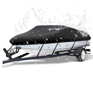 lot 5564 image: NEVERLAND Trailerable Boat Cover Waterproof Heavy Duty Marine Grade Polyester Canvas Fits V ShapeV-Hull and Tri-Hull Runabouts, Pro-STYL, Bass Boats (Boat Length 17-19ft, Beam Width up to 102,Black)