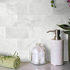 lot 5573 image: SUNWINGS 40-Sheet Subway Peel and Stick Mosaic Natural Stone Self Adhesive Tiles, 6 x 3 Honed Stick on Backsplash for Kitchen Bathroom Fireplace Vanity, Carrara White