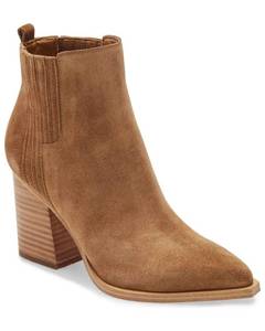 lot 6004 image: Imily Bela Womens Ankle Boots Pointed Toe Chunky Stacked Mid Heeled Booties size 8.5
