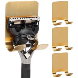 lot 6014 image: Blueden Self Adhesive Hooks Waterproof Razor Holder in Inside Shower 4 Pack, Metal Heavy Duty Utility Storage Hook.Towel. Loofah Holder for Wall.Hanger Hooks for Bathroom or Kitchen Organisation. Gold