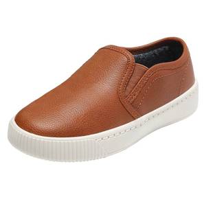 lot 6023 image: HOMEHOT Boys Slip on Sneakers Casual Dress Shoes Faux Leather Loafers (Toddler,Big Kids, Little Kids) Color Brown Size 7