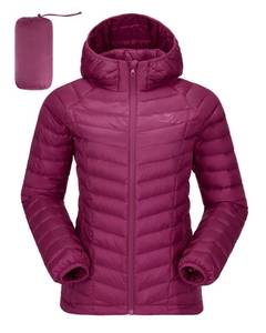 lot 6030 image: CAMELSPORTS Womens Down Jacket Hooded Winter Light Weight Short Puffer Coats with Thermal Heat Reflective Lining Packable Warm Windproof Ladies Parka Fashion size S