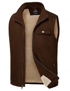 lot 6031 image: TBMPOY Mens Winter Vest Outerwear Fleece Sherpa-Lined Casual Vests Warm Cotton Jacket With Full Zipper (Brown,XL)
