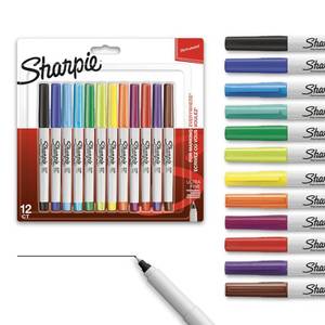 lot 6038 image: Sharpie Permanent Markers Ultra Fine Point Assorted Colors 12 Count
