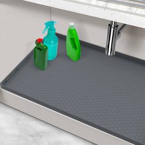 lot 6043 image: Waterproof Under Sink Mat, 28 x 19 Silicone Under Sink Mats for Kitchen, Under Kitchen Sink Mats and Protector Mat, Sink Cabinet Protector Mats for Bathroom, Gray