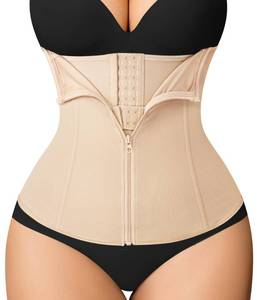 lot 6048 image: MERYOSZ Waist Trainer Corset Zipper Tummy Control Shapewear Breathable Waist Cincher for Women Body Shaper Sport Girdle (Beige,L)