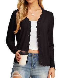 lot 6062 image: GRECERELLE Womens Long Sleeve V-Neck Button Down Cardigan Knit Shrugs Sweaters(Black, X-Large)