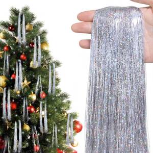 lot 6084 image: Elitekwell Christmas Tree Tinsel Icicles 6000 Strands Decorations Streamers Ornaments (Silver)