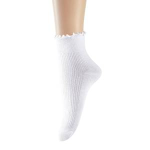 lot 6085 image: DOOVID Ruffle Crew Socks Cute Ankle Socks for Women Girls Cotton Knit Lettuce Frilly Socks Athletic Socks 1 Pair White
