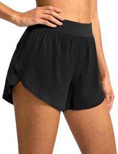 lot 6087 image: Soothfeel High Waisted Athletic Running Shorts for Women Dolphin Short High Split Quick Dry Gym Workout Shorts with Liner (Black, S)