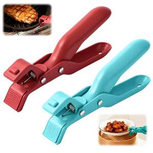 lot 6088 image: Hot Plate Grippers, Hot Plate Gripper Tongs, Multi-Function Anti-Scald Bowl Clip, Thickened Non-slip Hot Dish Plate Holder, Microwave Oven Cooking, Kitchen Utensil for Bowls, Pans, Dishes (RedGreen)