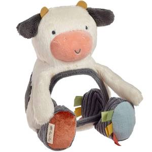 lot 6094 image: Itzy Ritzy Sensory Tummy Time Toy Mirror - Features Crinkle & Jingle Sounds, Multiple Textures and Mirror for Self-Discovery, Infant Toy for Ages 0 Months and Up, Cow