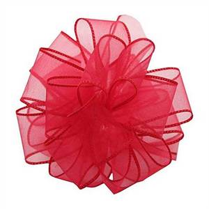 lot 6099 image: Berwick Offray DWI Sheer Spring Wired Edge Ribbon-1-12 Wide X 50 Yards-Madame Red