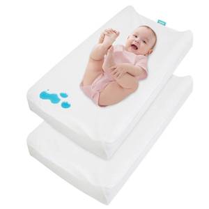 lot 6105 image: Changing Pad Cover Waterproof, 2 Pack Diaper Change Table Sheets for Baby Boys Girls, Fitted Cradle Sheets for 32x16 Contoured Pad, Breathable & Ultra Soft, White