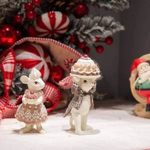 lot 6374 image: Braxio Indoor Christmas Gingerbread Mouse Figurine Set of 2 for Christmas, Festive Tabletop Decor, Cookie Ornament, Collectible Holiday Decorations for Christmas Tree, Mantel, Shelf