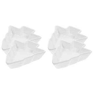 lot 6376 image: UPKOCH 4 Pcs Christmas Tree Shaped Ceramic Sauce Dishes, White, 12x10x2.5cm, Multi-function Snack Plates, Candy Trays, Dry Fruit Dishes, Household Trays