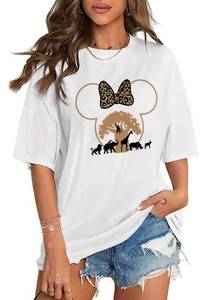 lot 6377 image: Flafens Shirts Oversized Tshirts for Women Cute Graphic Tees T Shirts Print Loose Short Sleeve Tops Teen Girls Cool Design Clothing for Womens, Medium Leopard