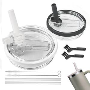 lot 6380 image: owmoer 40 oz Tumbler Detachable Flip Straw Lid Replacement Inside Diameter 3.6 Inch, Upgrade Leak Proof Splash Lids For Stanley, 2 Pcs Spillproof Tumbler Flip Lid For Stanley Lid Replacement 40 oz