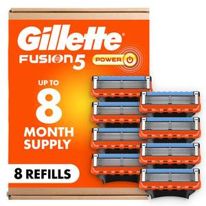 lot 6381 image: Gillette Fusion5 Power Razor Blades for Men, 5-Blade Razor Refills, 8 Count