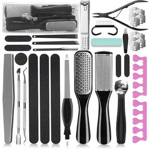lot 6385 image: EKOCSIO Professional Pedicure Kit, 36 in 1 Stainless Steel Foot Care Kit Foot Rasp Dead Skin Remover for Home & Salon Care, Black