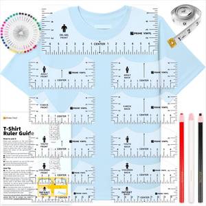 lot 6388 image: A17Pcs Tshirt Ruler Guide for Vinyl Alignment, Prime Vinyl Tshirt Ruler for Cutting Machine Heat Press HTV Vinyl Center Designs, Craft Sewing Supplies and Accessories