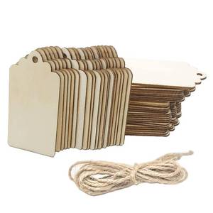 lot 6414 image: A100 Pcs Wood Tag, 2.7 x 1.5 Inch Unfinished Wooden Tags with Hole and Hemp Rope,Wooden Hanging Tags for Hanging&Wedding Decor,Craft Projects