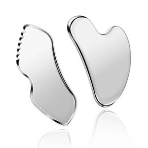 lot 6417 image: MoHern 2 Pcs Stainless Steel Gua Sha Tool, Gua Sha Facial Tools, Durable GuaSha Tool for Jawline Sculpting, Face Massager, Puffiness Reducing, Skin-Care Gift