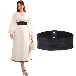 lot 6432 image: SUOSDEY Women Faux Leather Braided Waist Belt for Dress Elastic Stretch Belt for Ladies Wide Waist Belt for Women