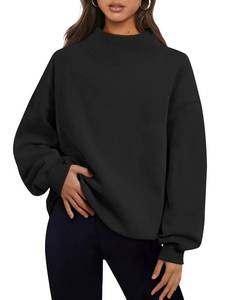 lot 6434 image: Trendy Queen Womens Oversized Sweatshirts Turtleneck Pullover Long Sleeve Hoodies Tops Fall Fashion Outfits 2026 Clothes Black M