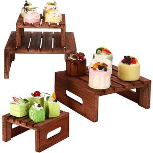 lot 6436 image: Nitial 4 Pcs Wood Cupcake Display Stand Decorative Dessert Appetizer Cake Stand Rustic Wooden Risers Base Tray for Wedding Birthday Baby Shower Party Decoration(Dark Brown)