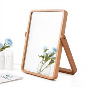lot 6443 image: ZOROSY Desk Makeup Mirrors with Wood - Rectangle Wall-Mounted Mirrors Table Mirrors for Living Room Bedroom Birthday Gifts (10.5 L x 7.8 W)