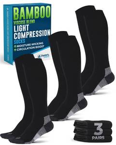 lot 6451 image: Doctors Select Light Compression Socks for Men - 3 Pairs, Knee High Comfort and Support, 8-15 mmHg Compression Socks, Black