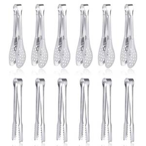 lot 6452 image: A12 Pack Premium Small Serving Tongs, Dmoera Mini Stainless Steel Appetizer Tongs, 5Inch,5.2Inch(12.7cm)