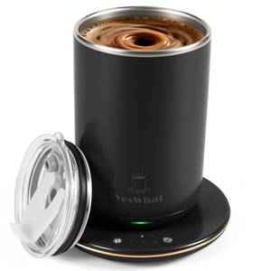 lot 6457 image: Self Stirring Coffee Mug with Temperature Control,Type-C Heated Magnetic Mixing Cup,3 Heat Levels,8-Hour Auto Shut-Off,USB Rechargeable Stainless Steel Smart Mug for Milk Protein Shakes Black 11oz